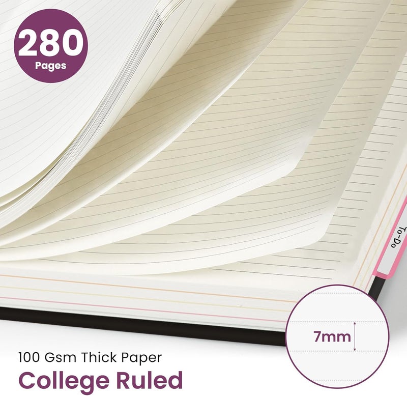 Taja Large Spiral Lined Notebooks for Work with Removable Dividers & Tabs, 8.5"x11" Pretty Hardcover 5 Subject Notebook Journal for Women, College Ruled, Perfect for Study & Office Organization, 280 Pages,Midnight Bloom - Image 2